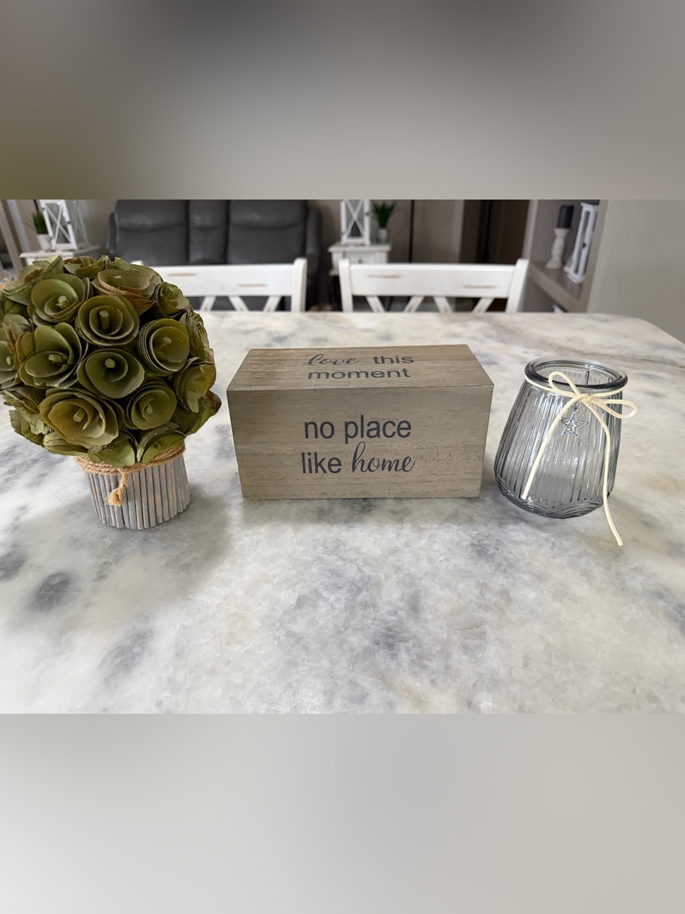 Hobby Lobby Set of 3– Rustic 'No Place Like Home' Wood Block Sign -and plant/jar
